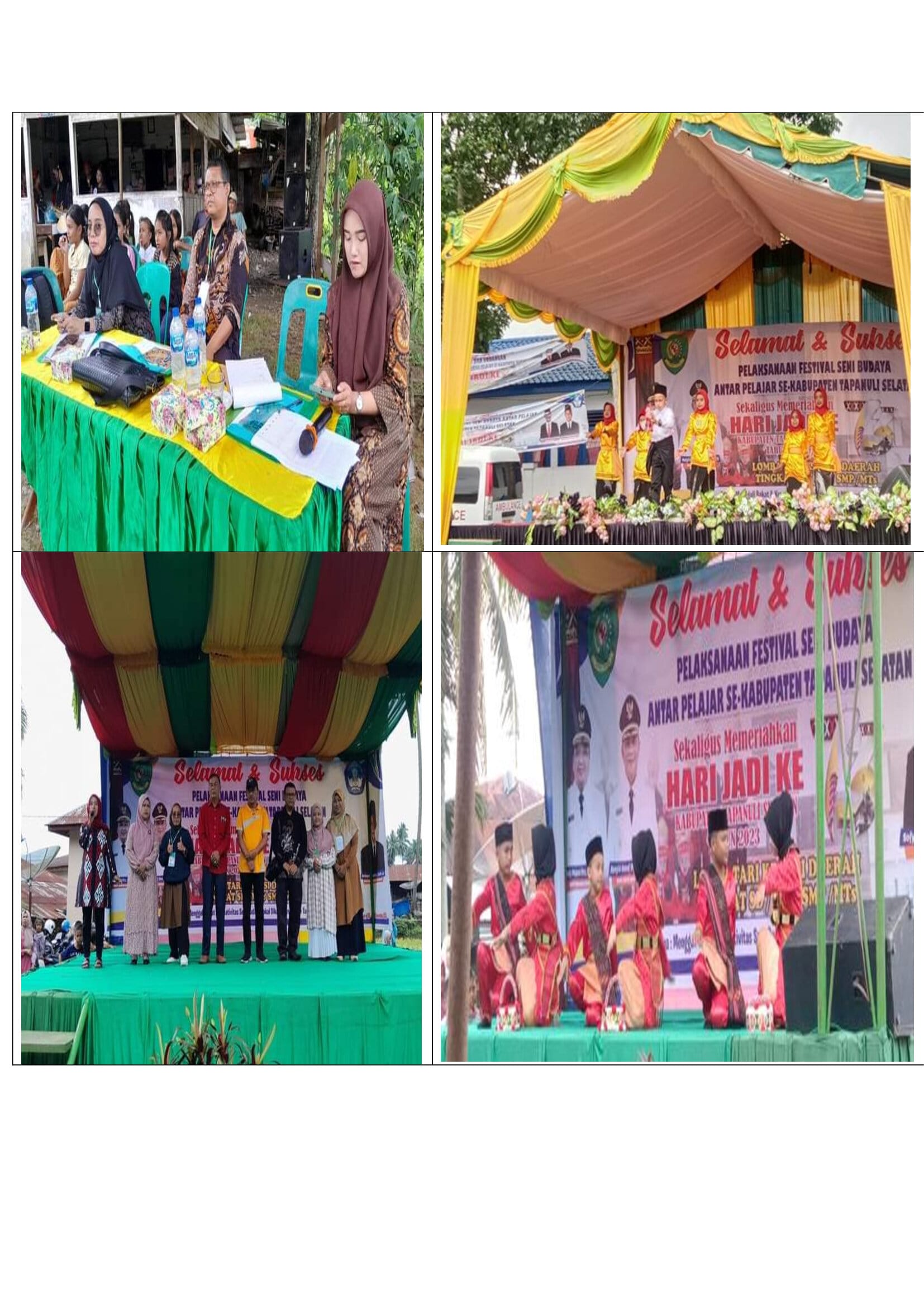 "Tiga Dosen STIT Hasyim Asy'ari Padangsidimpuan Menjadi Juri pada Acara Festival Seni Budaya Antar Pelajar Memeriahkan Hari Jadi ke 73 Kabupaten Tapanuli Selatan Tahun 2023."