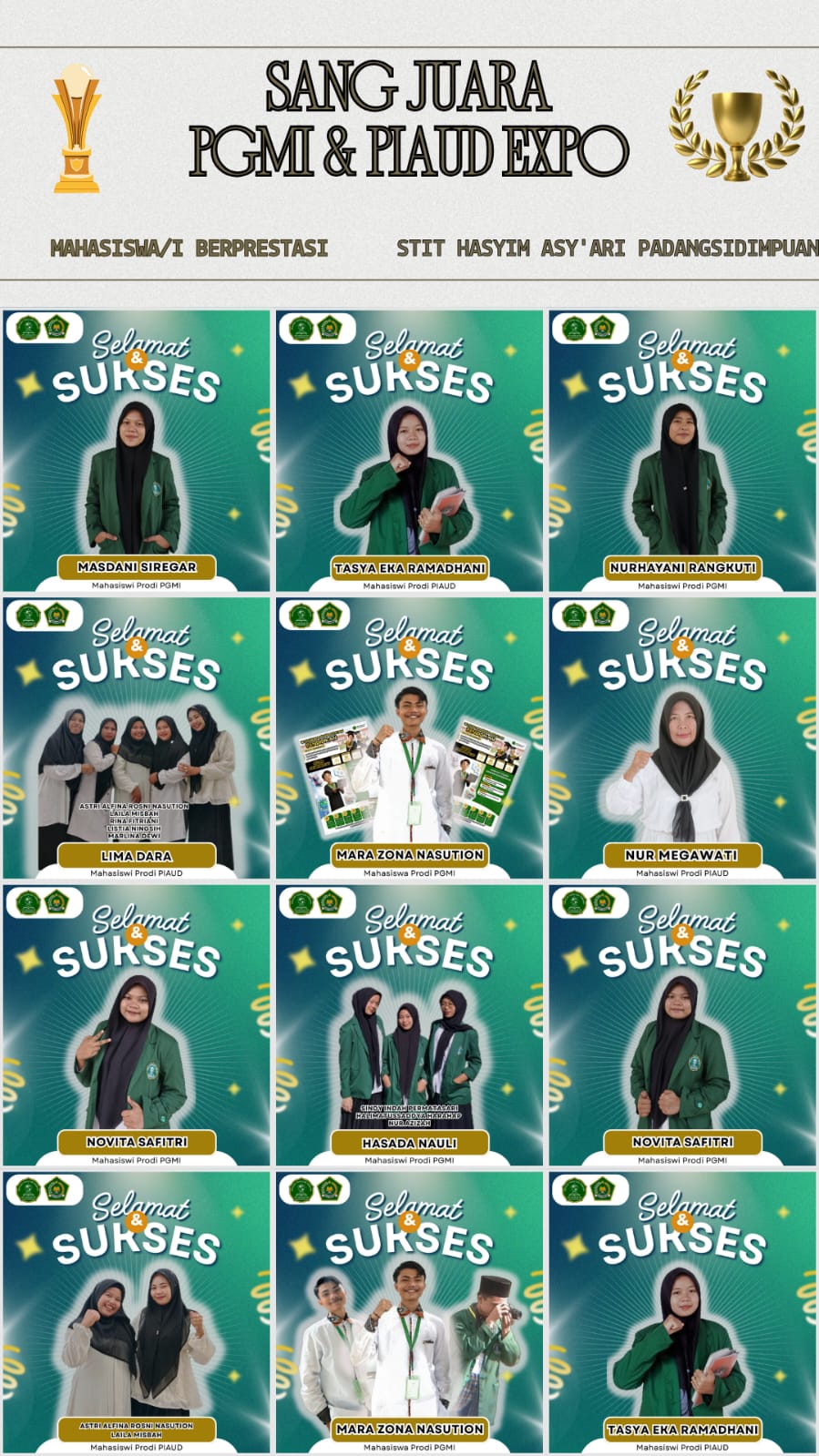 SANG JUARA PGMI & PIAUD EXPO SEKOLAH TINGGI ILMU TARBIYAH HASYIM ASY'ARI PADANGSIDIMPUAN